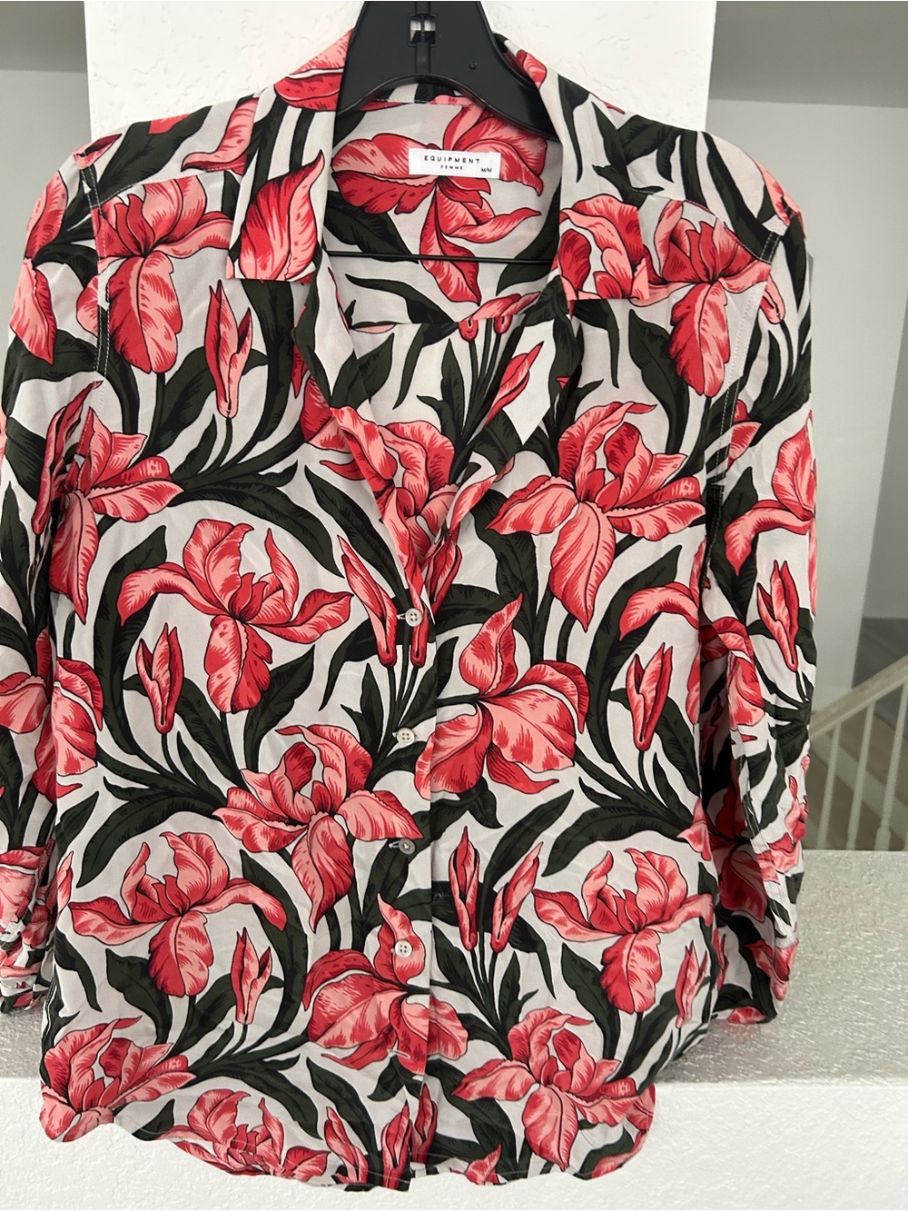 Equipment Red Floral Silk Button-Down Shirt